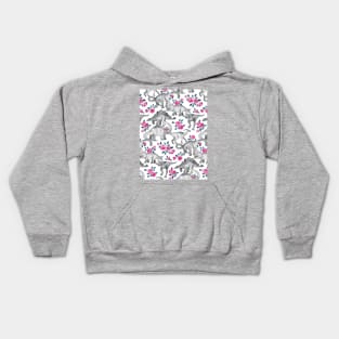 Dinosaurs and Roses – white Kids Hoodie